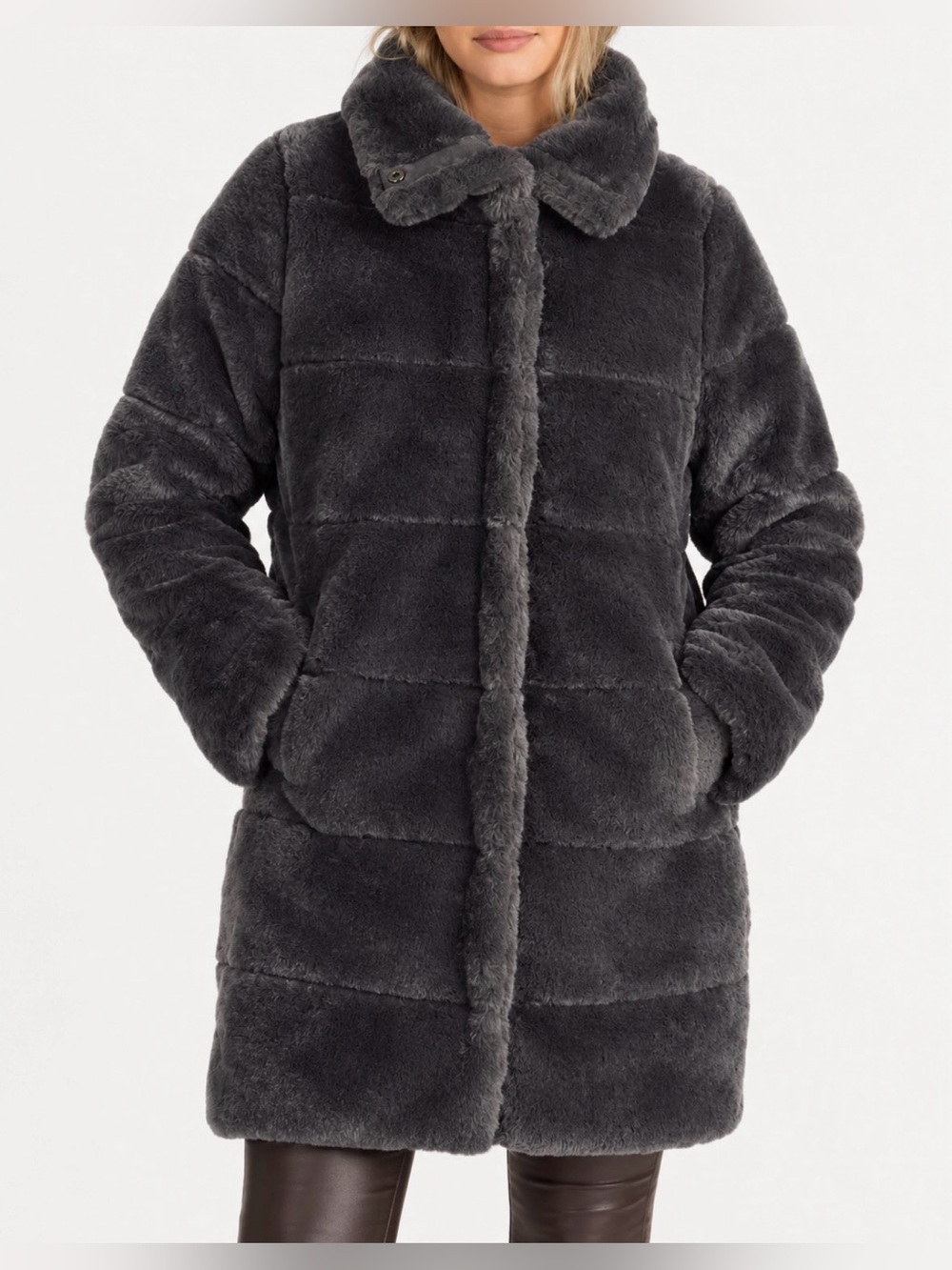 NVLT Anthropologie Full Length Faux Fur Puffer Gray Size XS Fall Winter Outdoor